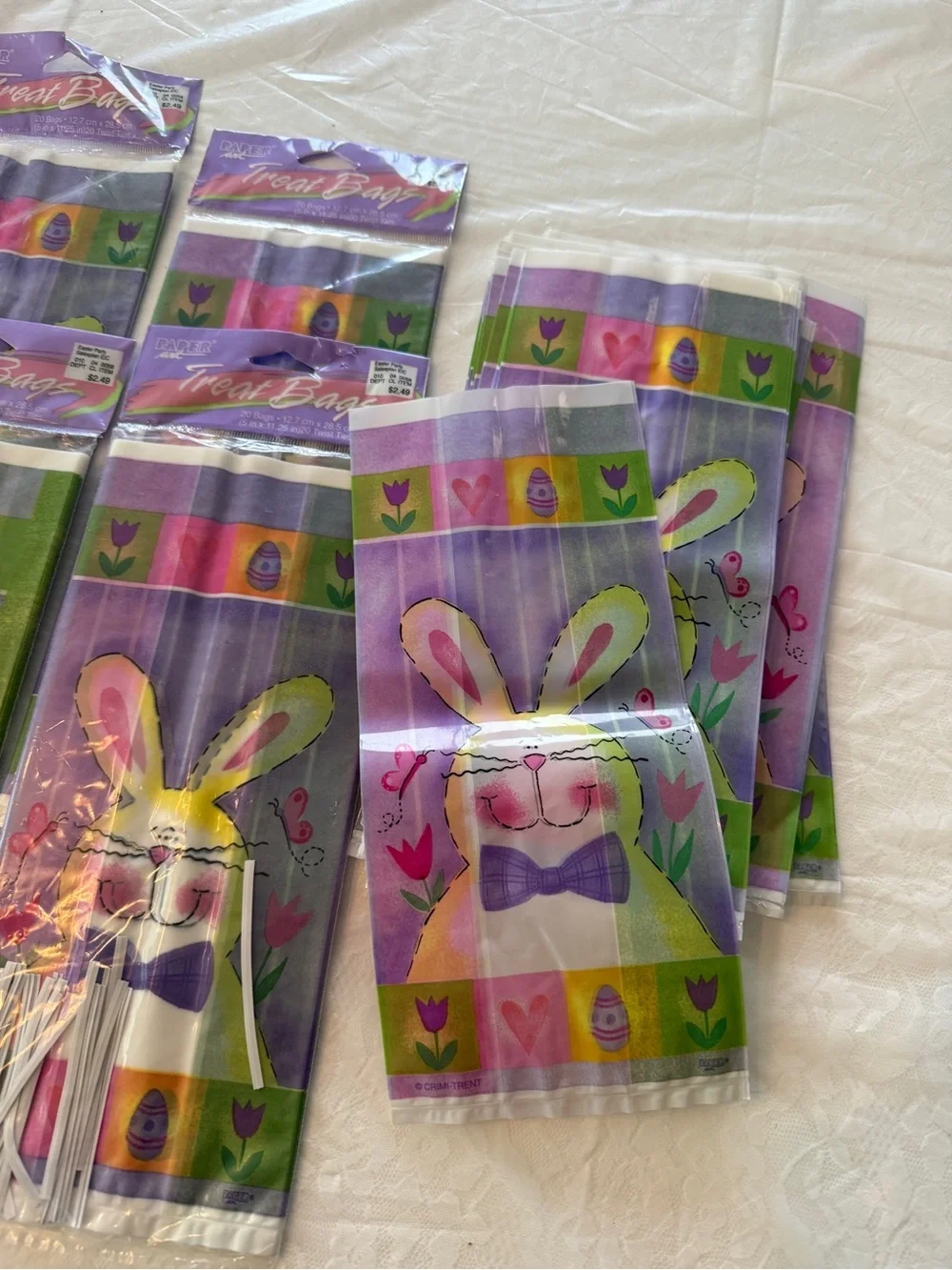 Treat Bags with Easter Bunny Design - Purple Easter Party Favor Bags New
